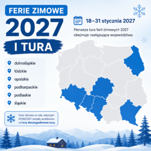Ferie zimowe 2027 - I tura - podział na województwa