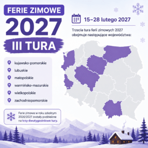 Ferie zimowe 2027 - III tura - podział na województwa